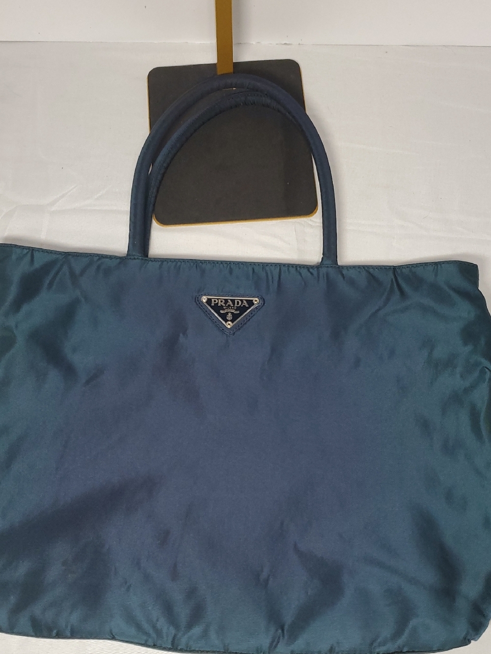 Authentic Prada Blackish/Greenish Nylon Tote Bag with Triangle Logo -Medium Size - Picture 6 of 14